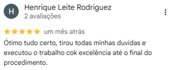 Avaliação de cliente com cinco estrelas